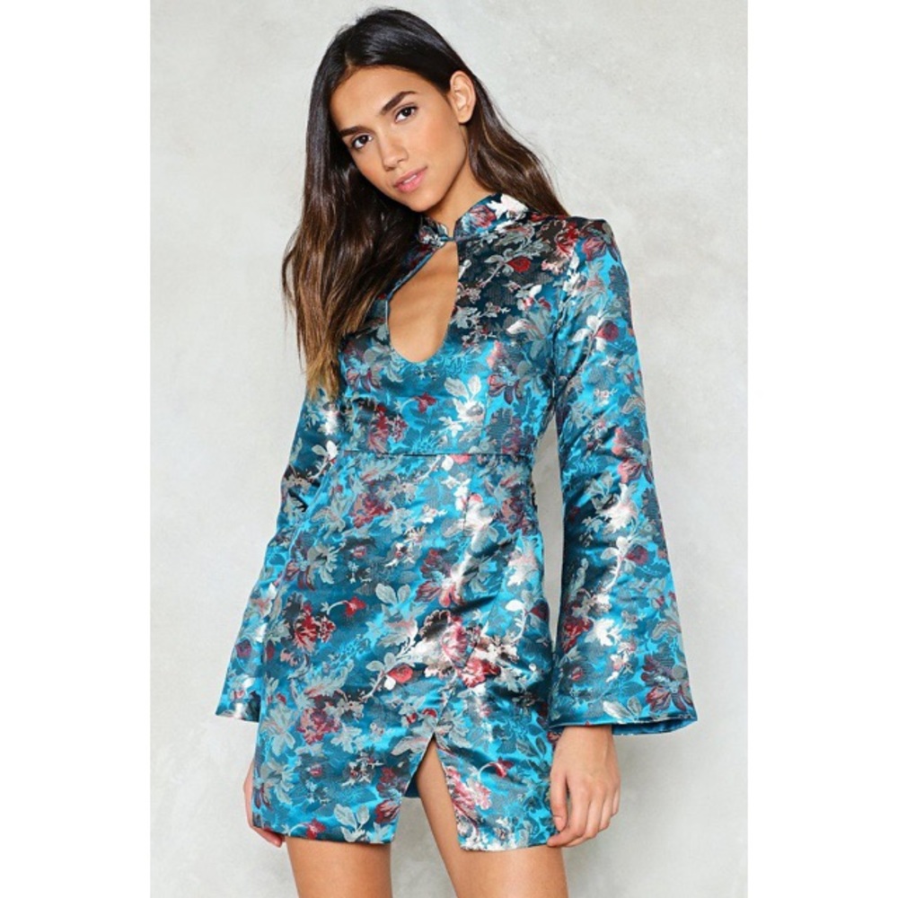 Nasty Gal Sweet and High Neck Jacquard Dress